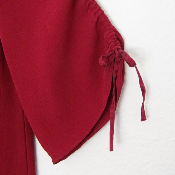 Eileen Fisher 100% Silk Ruched Sleeve Shift Dress In Dark Tulip S Burgundy $378 - Picture 11 of 15